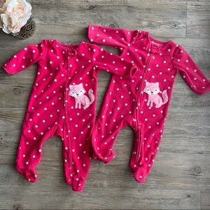 Baby Girl Child of Mine Footed Fox Pajamas 3-6mo